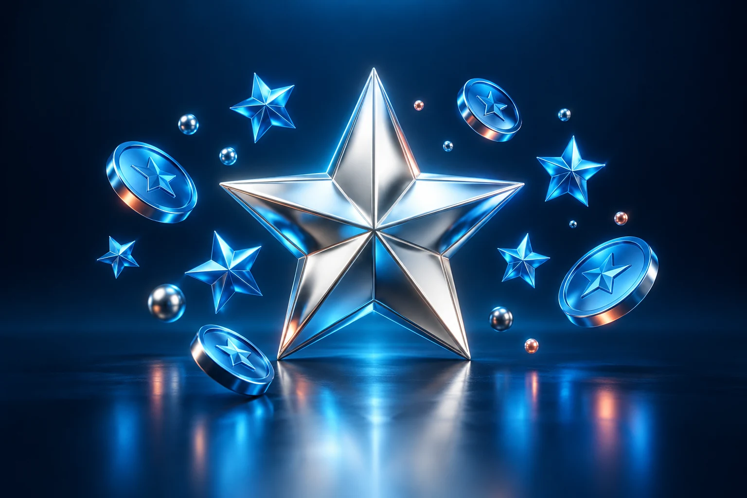Silver star and blue reward tokens